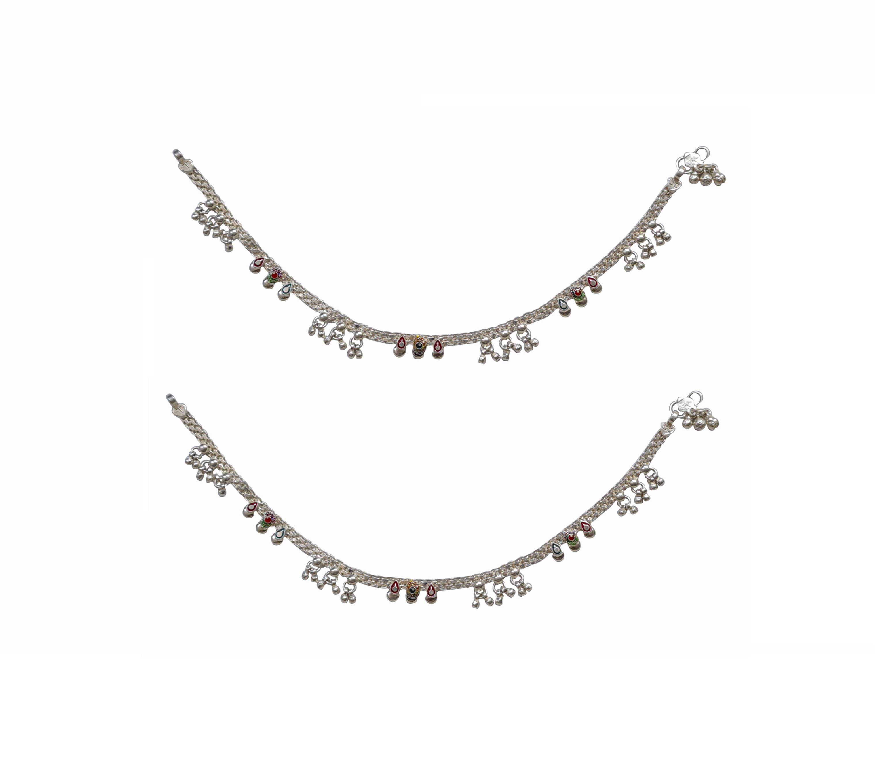 Solid 925 Sterling Silver Elegant Design Child Anklet Pair For Women