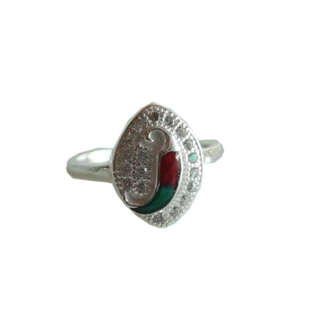 Solid Pure 925 Sterling Fine Silver Colorful Stone Design Ladies Ring Size-8