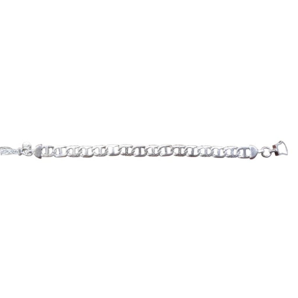 Beautiful Indian Solid Pure 925 Fine Silver Chain Style Mens Bracelet