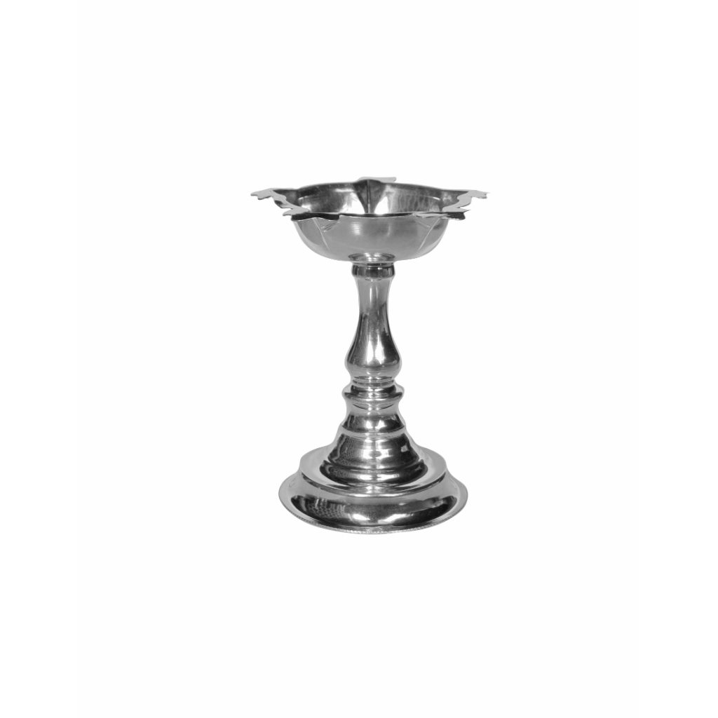 Solid Pure 925 Fine Silver Oil Lamp Samai For Puja And Home Decor