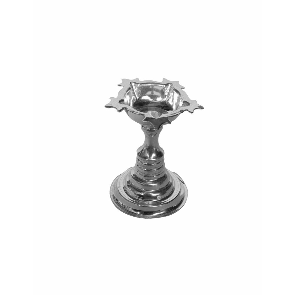 Solid Pure 925 Fine Silver Oil Lamp Samai For Puja And Home Decor