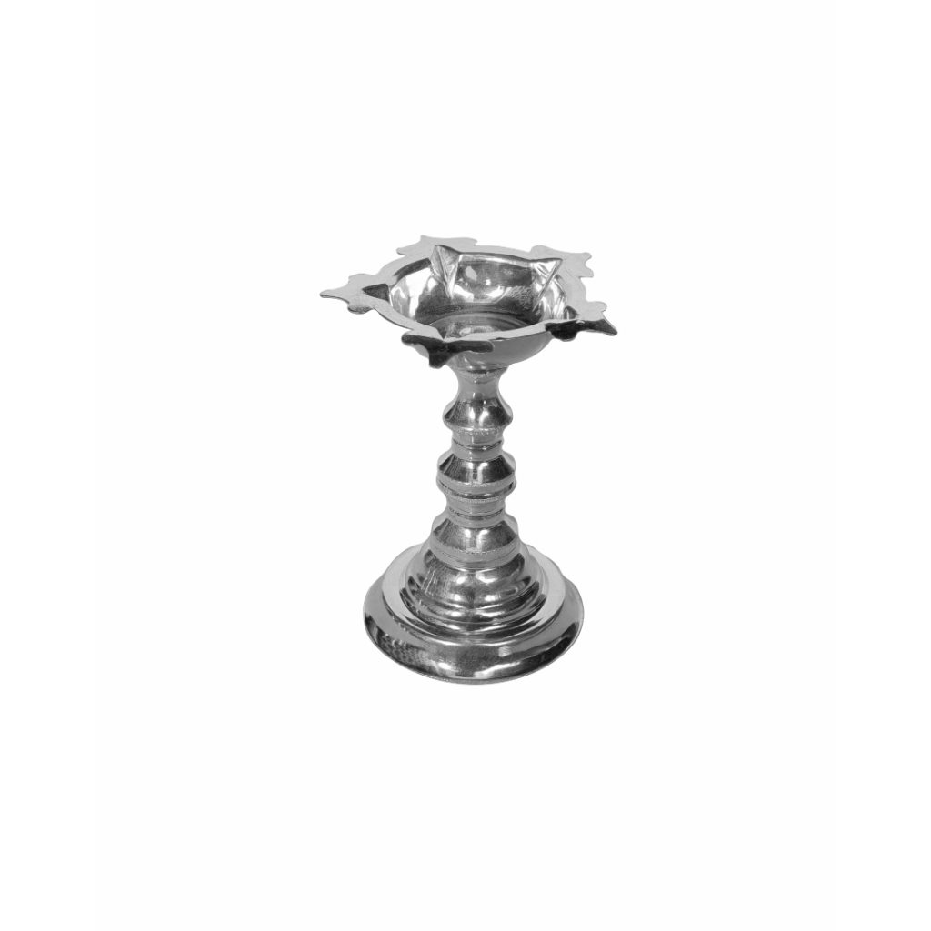 Solid Pure 925 Fine Silver Oil Lamp Samai For Puja And Home Decor