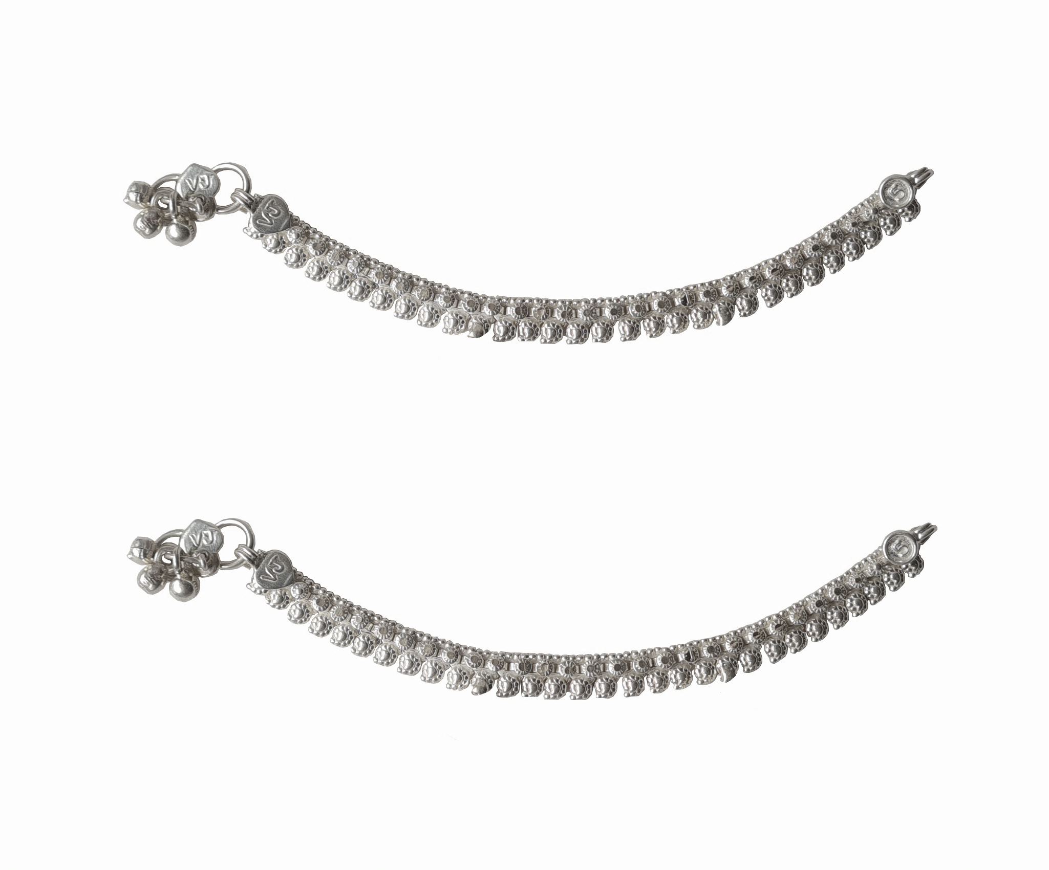 Solid 925 Sterling Silver Classy Design Child Anklet Pair For Women