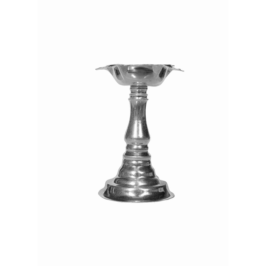 Solid Pure 925 Fine Silver Oil Lamp Samai For Puja And Home Decor