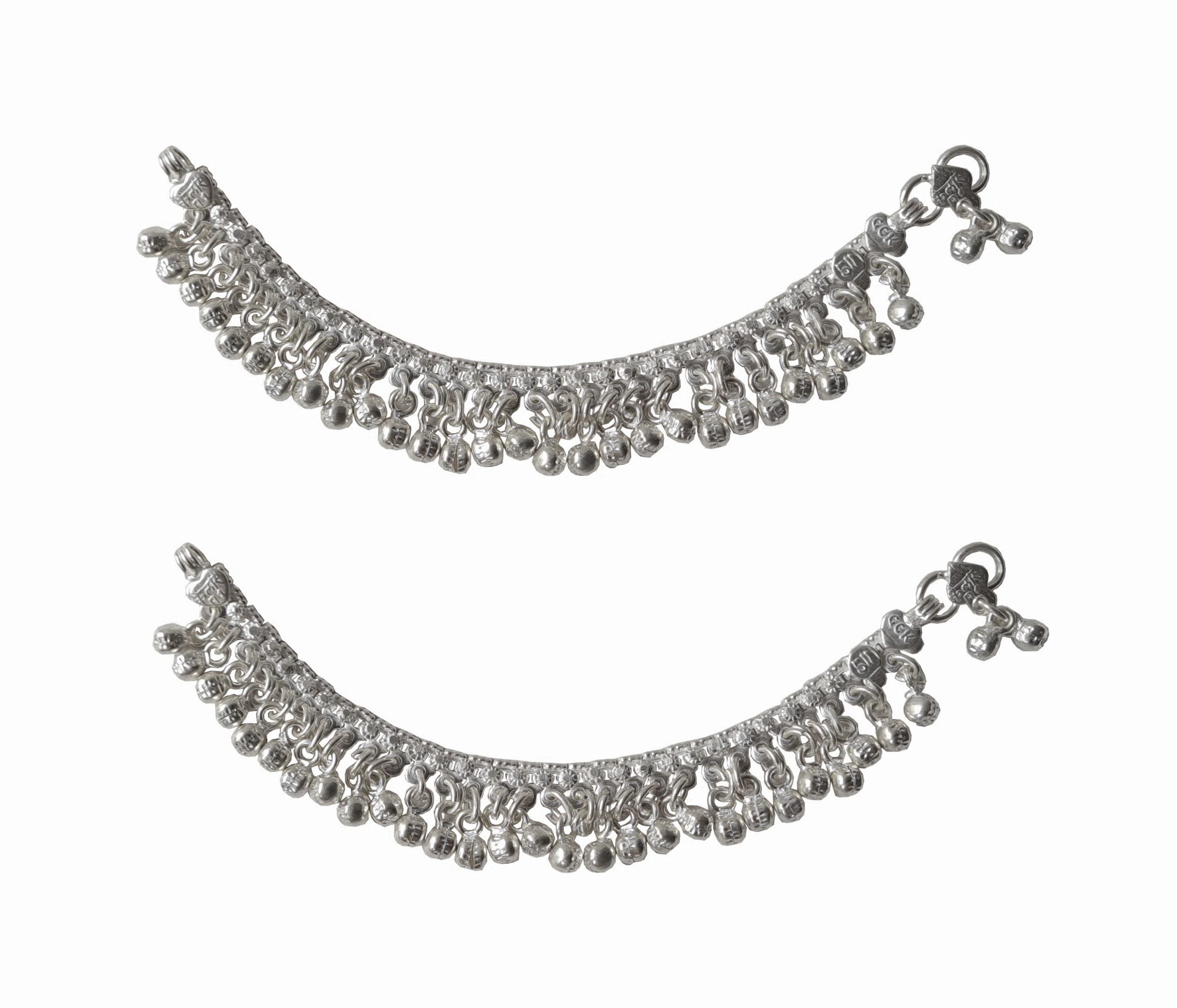 Solid 925 Sterling Silver Beautiful Design Adult Anklet Pair For Women