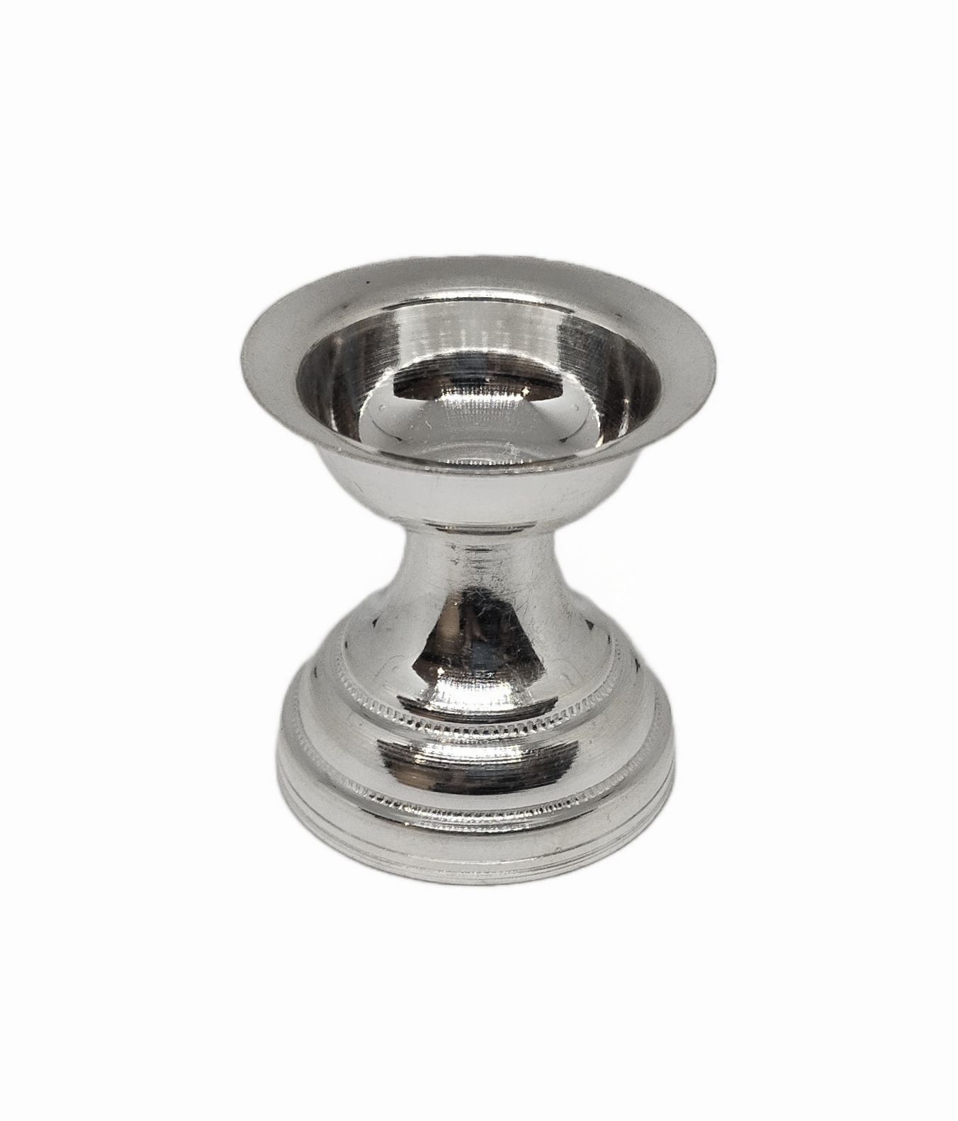 Solid Pure 925 Fine Silver Round Design Oil Lamp Diya For Puja And Home Decor