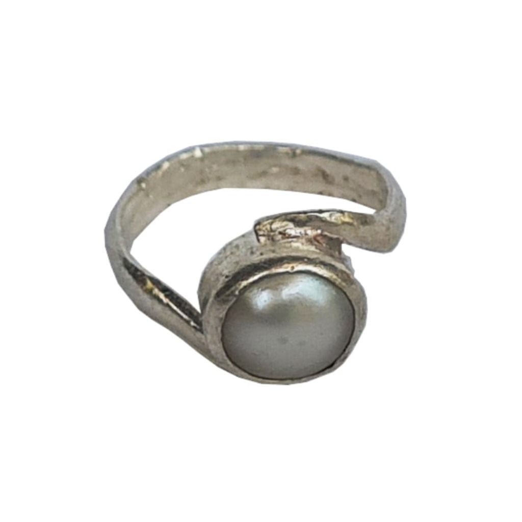 Solid Pure 925 Sterling Fine Silver White Stone Design Ladies Ring Size-3