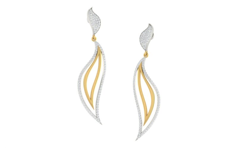 IGI Certified Natural Diamond 14/18K Fine Gold Earring White & Yellow Gold