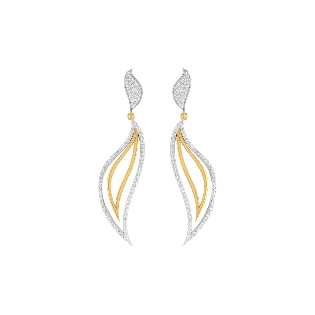 IGI Certified Natural Diamond 14/18K Fine Gold Earring White & Yellow Gold