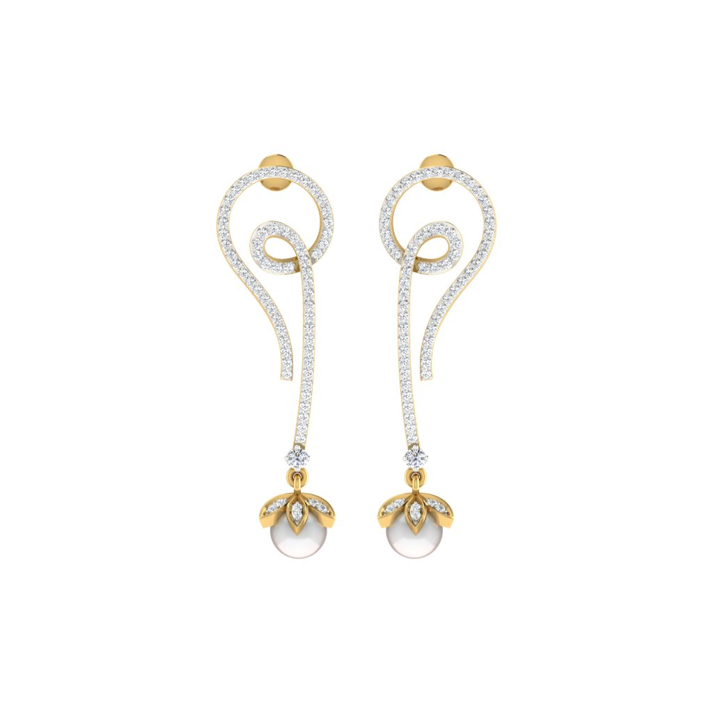 IGI Certified Natural Diamond 14/18K Fine Gold Earring White & Yellow Gold