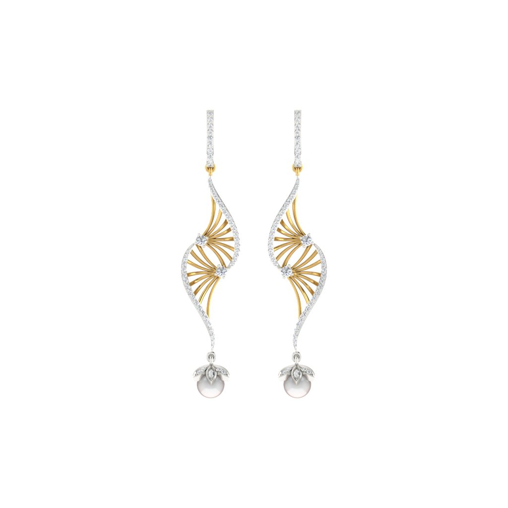 IGI Certified Natural Diamond 14/18K Fine Gold Earring White & Yellow Gold