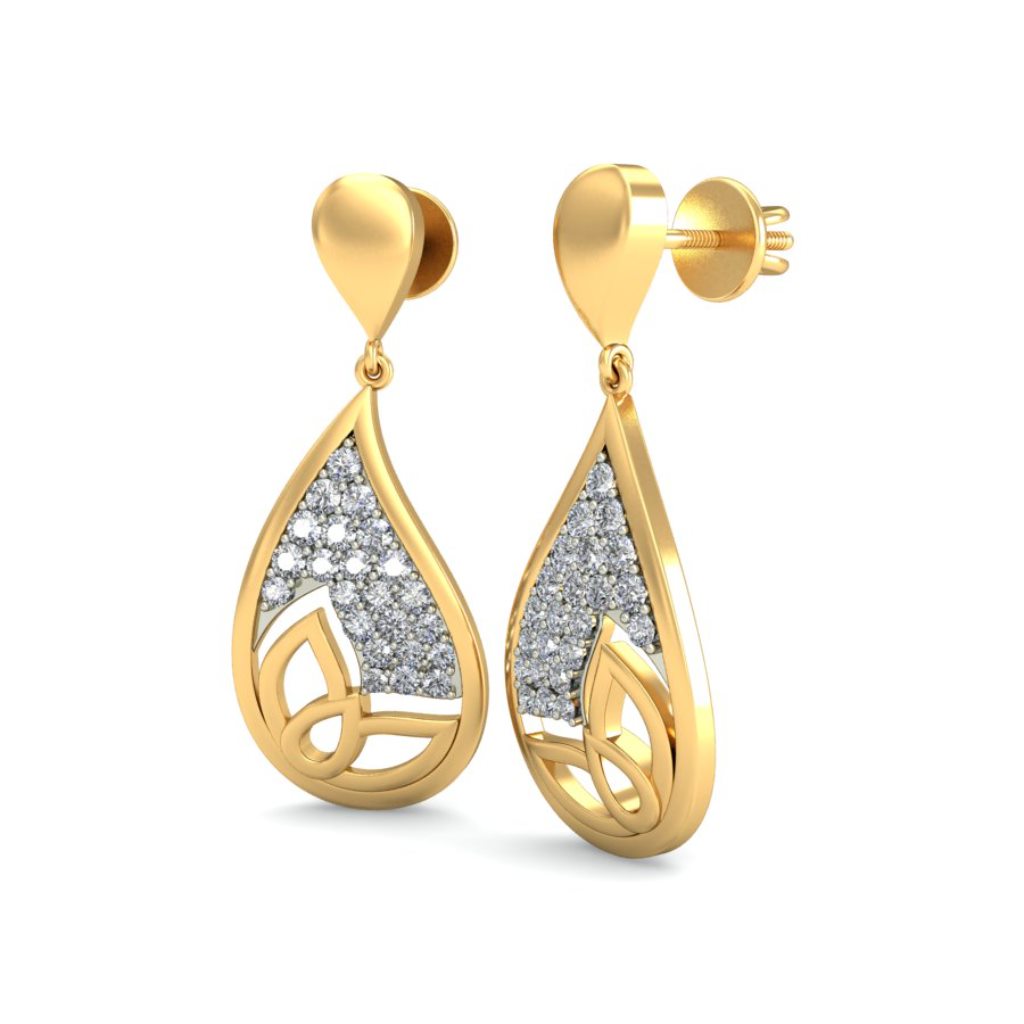 IGI Certified Natural Diamond 14/18K Fine Gold Earring White & Yellow Gold