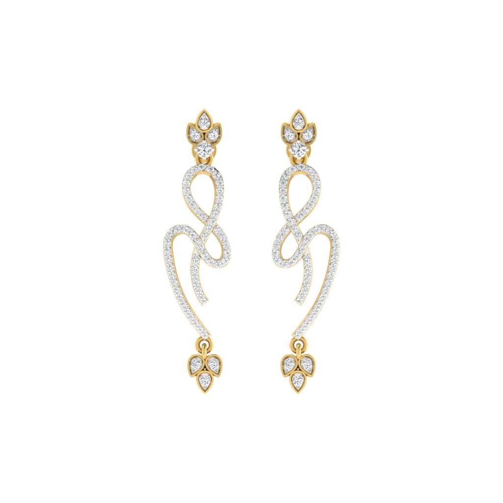 IGI Certified Natural Diamond 14/18K Fine Gold Earring White & Yellow Gold