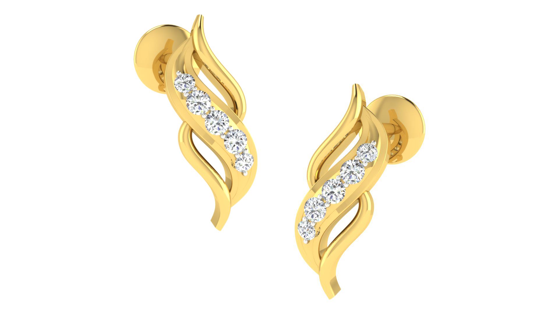 IGI Certified Natural Diamond 14/18K Fine Gold Earring Yellow Gold