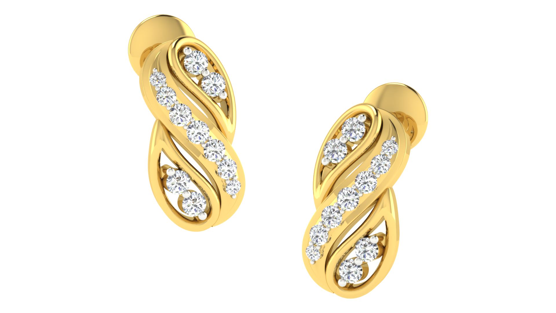 IGI Certified Natural Diamond 14/18K Fine Gold Earring Yellow Gold