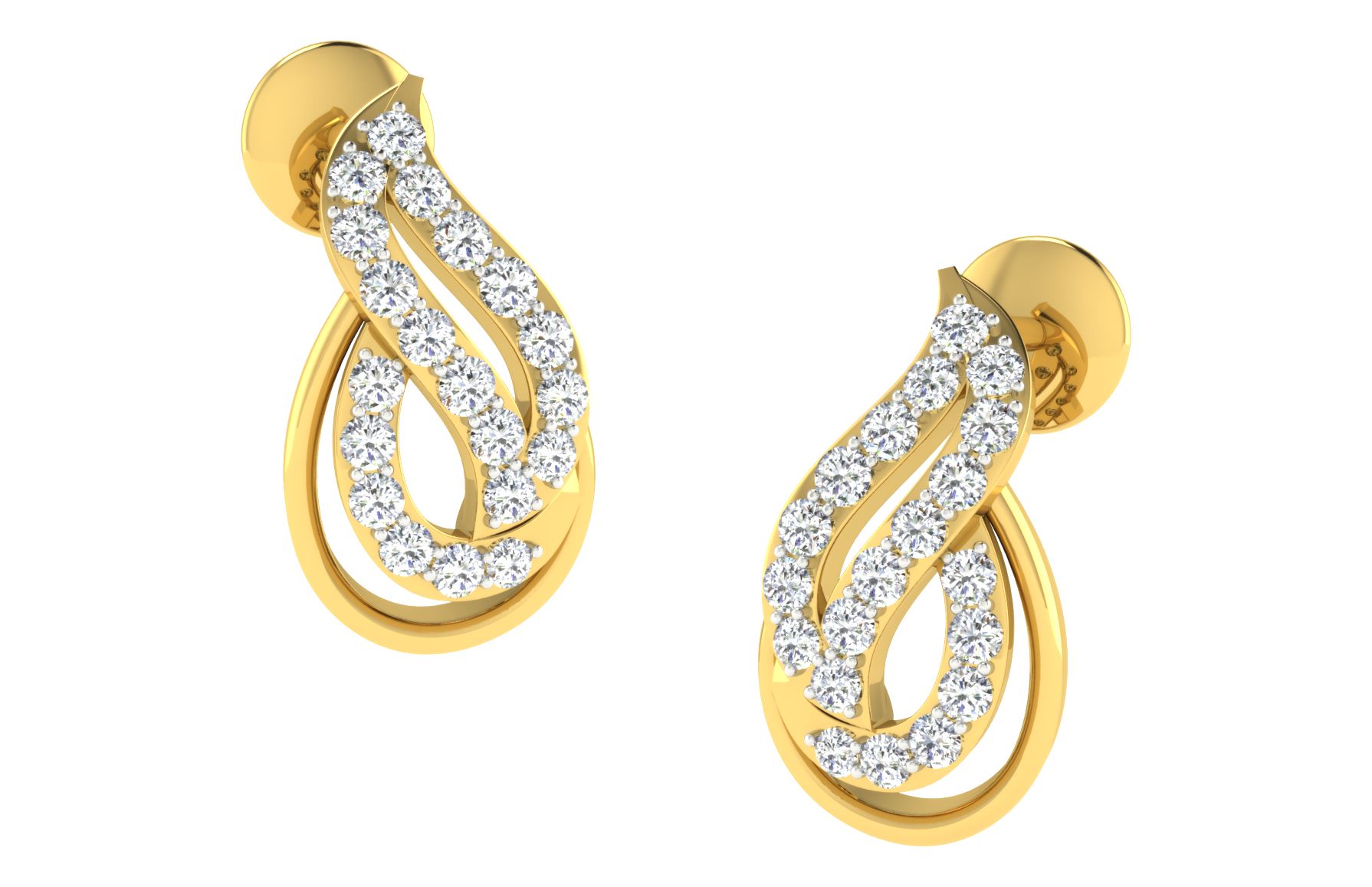 IGI Certified Natural Diamond 14/18K Fine Gold Earring Yellow Gold