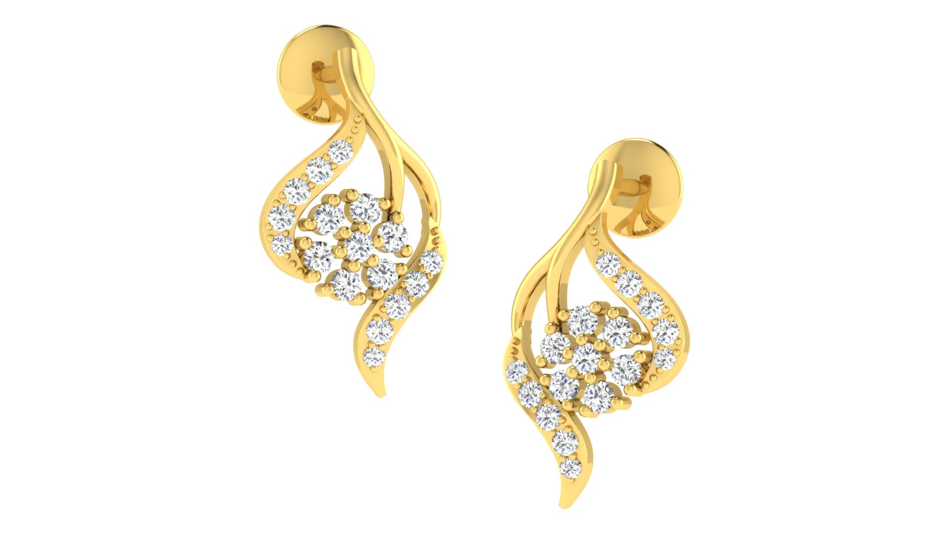 IGI Certified Natural Diamond 14/18K Fine Gold Earring Yellow Gold