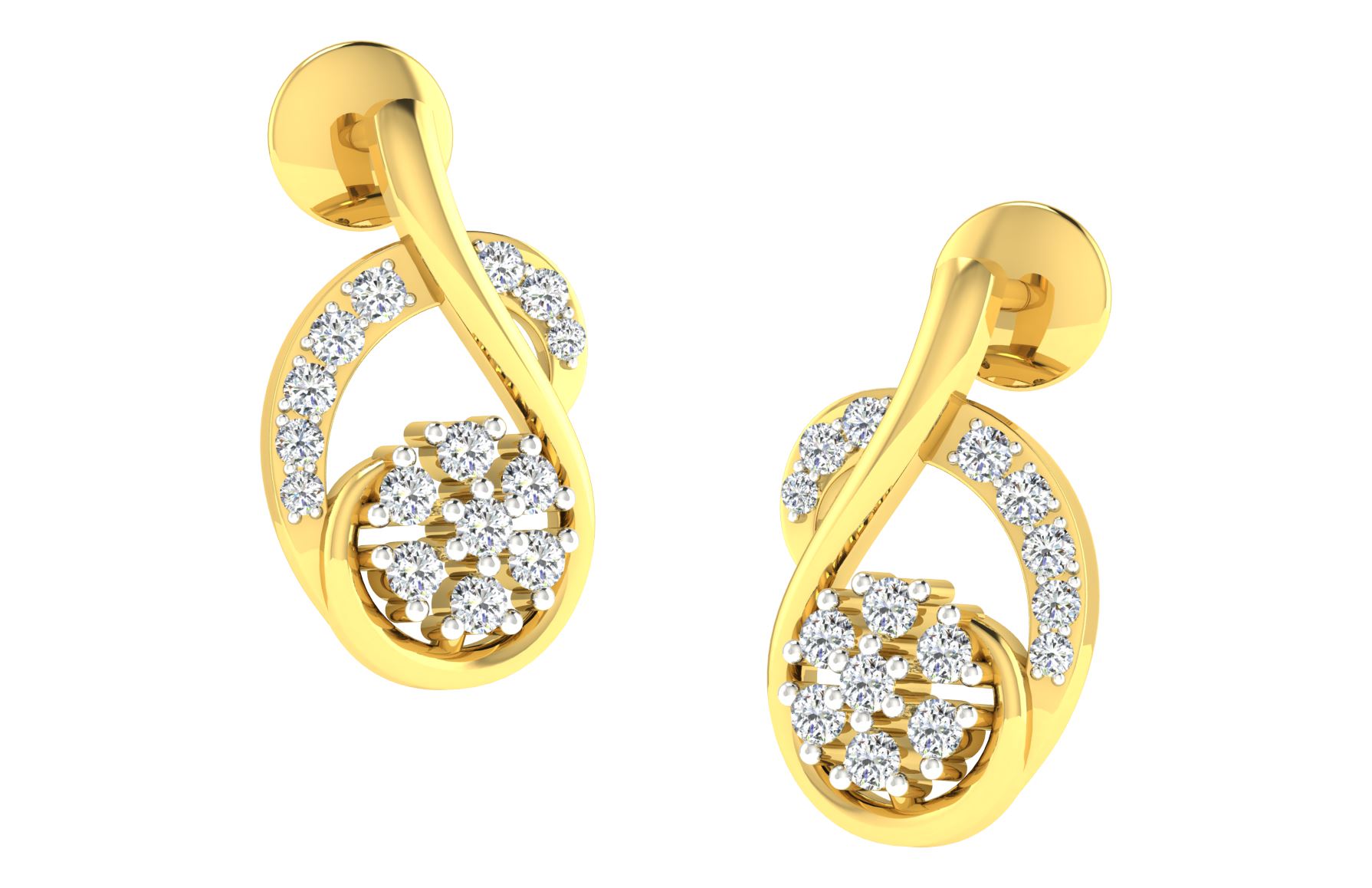 IGI Certified Natural Diamond 14/18K Fine Gold Earring Yellow Gold