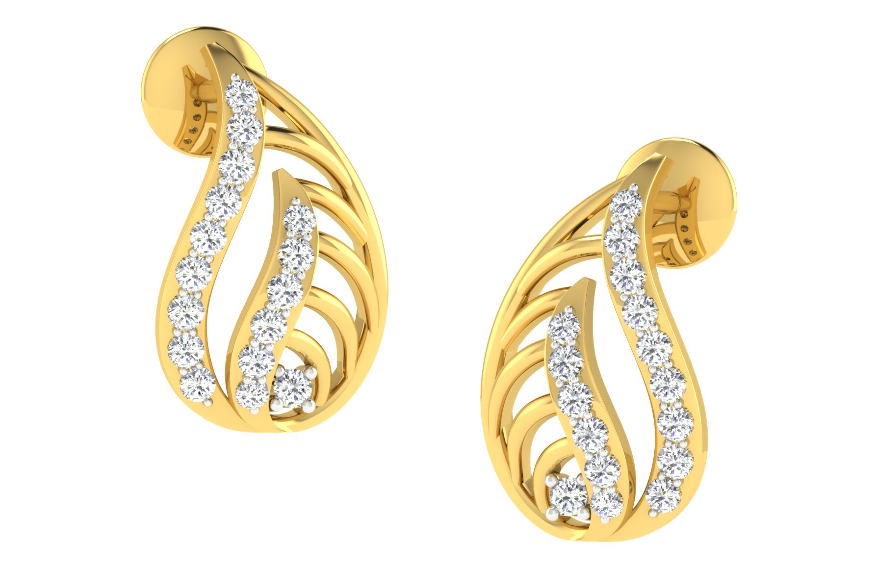 IGI Certified Natural Diamond 14/18K Fine Gold Earring Yellow Gold