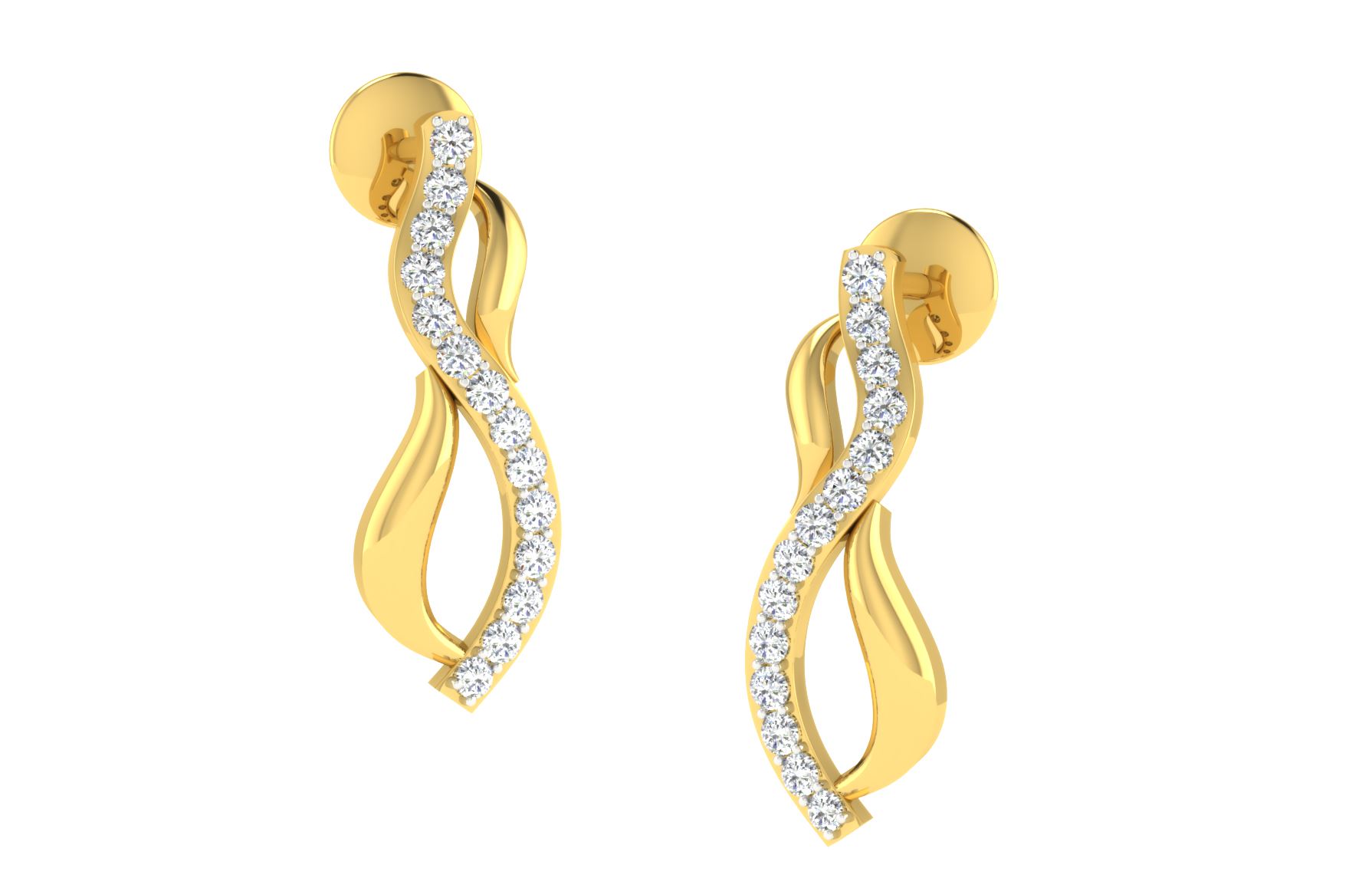 IGI Certified Natural Diamond 14/18K Fine Gold Earring Yellow Gold