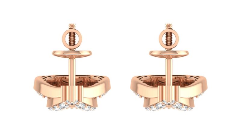 IGI Certified Natural Diamond 14/18K Fine Gold Earring Rose Gold