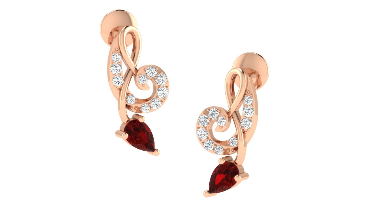 IGI Certified Natural Diamond 14/18K Fine Gold Earring Rose Gold