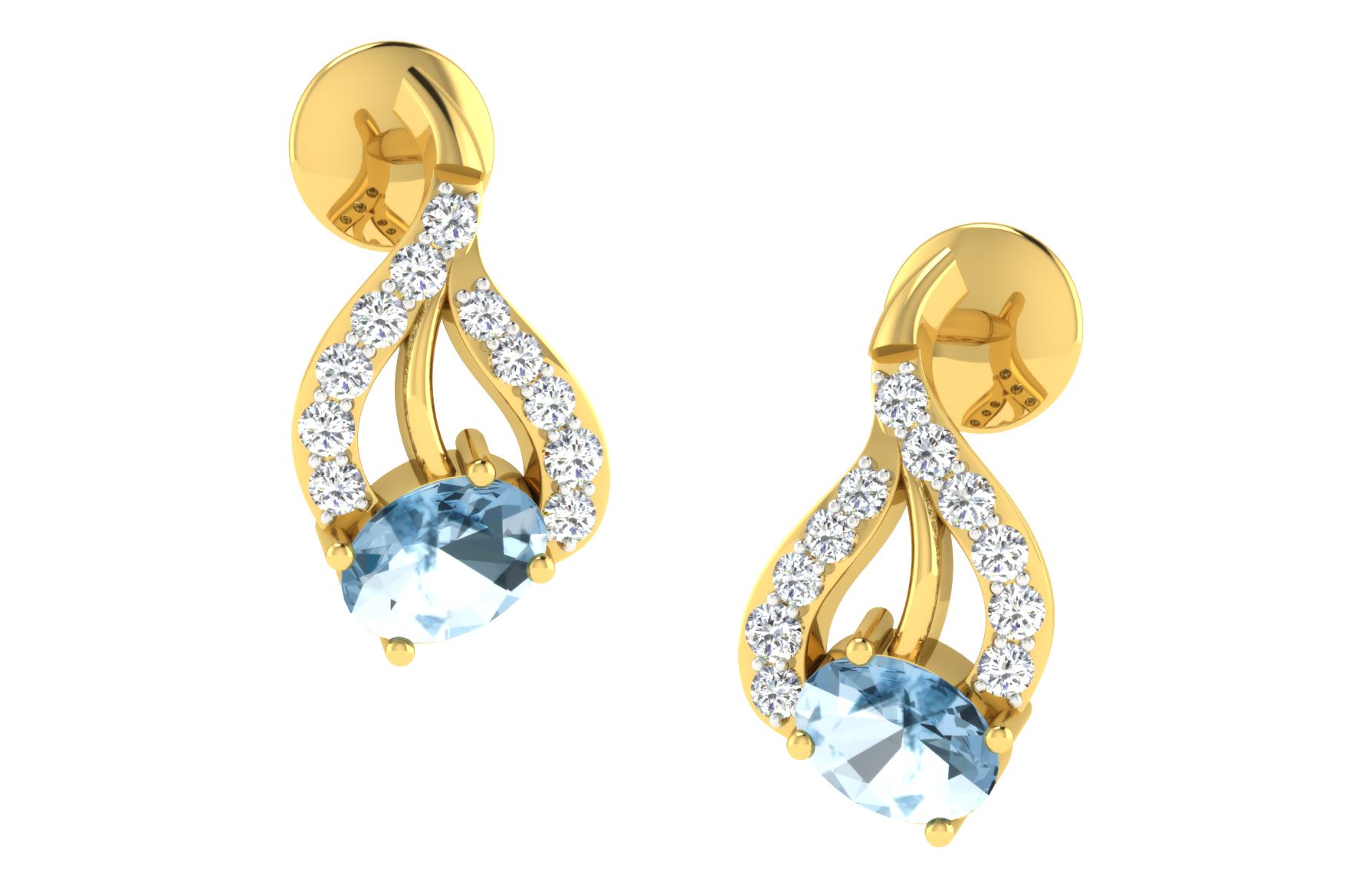 IGI Certified Natural Diamond 14/18K Fine Gold Earring Yellow Gold