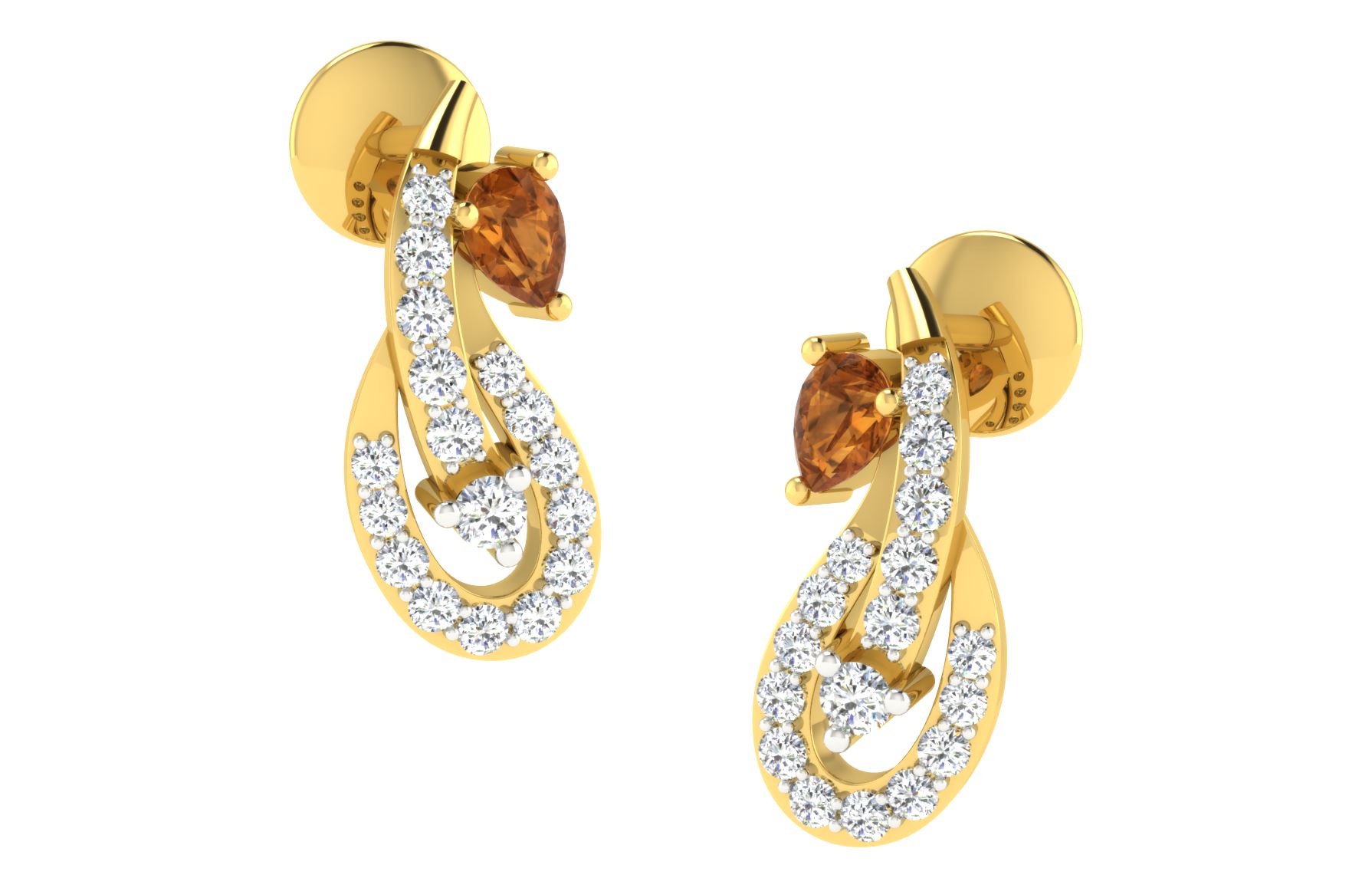 IGI Certified Natural Diamond 14/18K Fine Gold Earring Yellow Gold