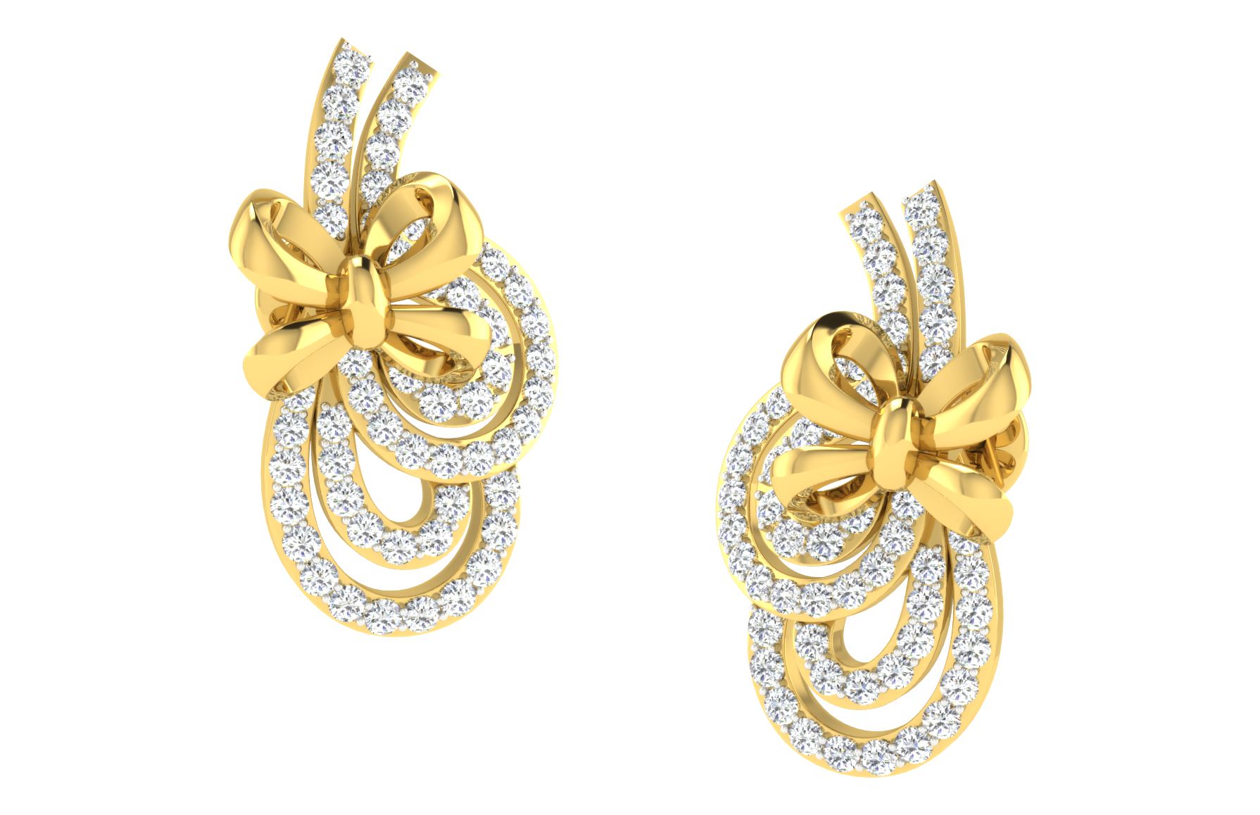 IGI Certified Natural Diamond 14/18K Fine Gold Earring Yellow Gold