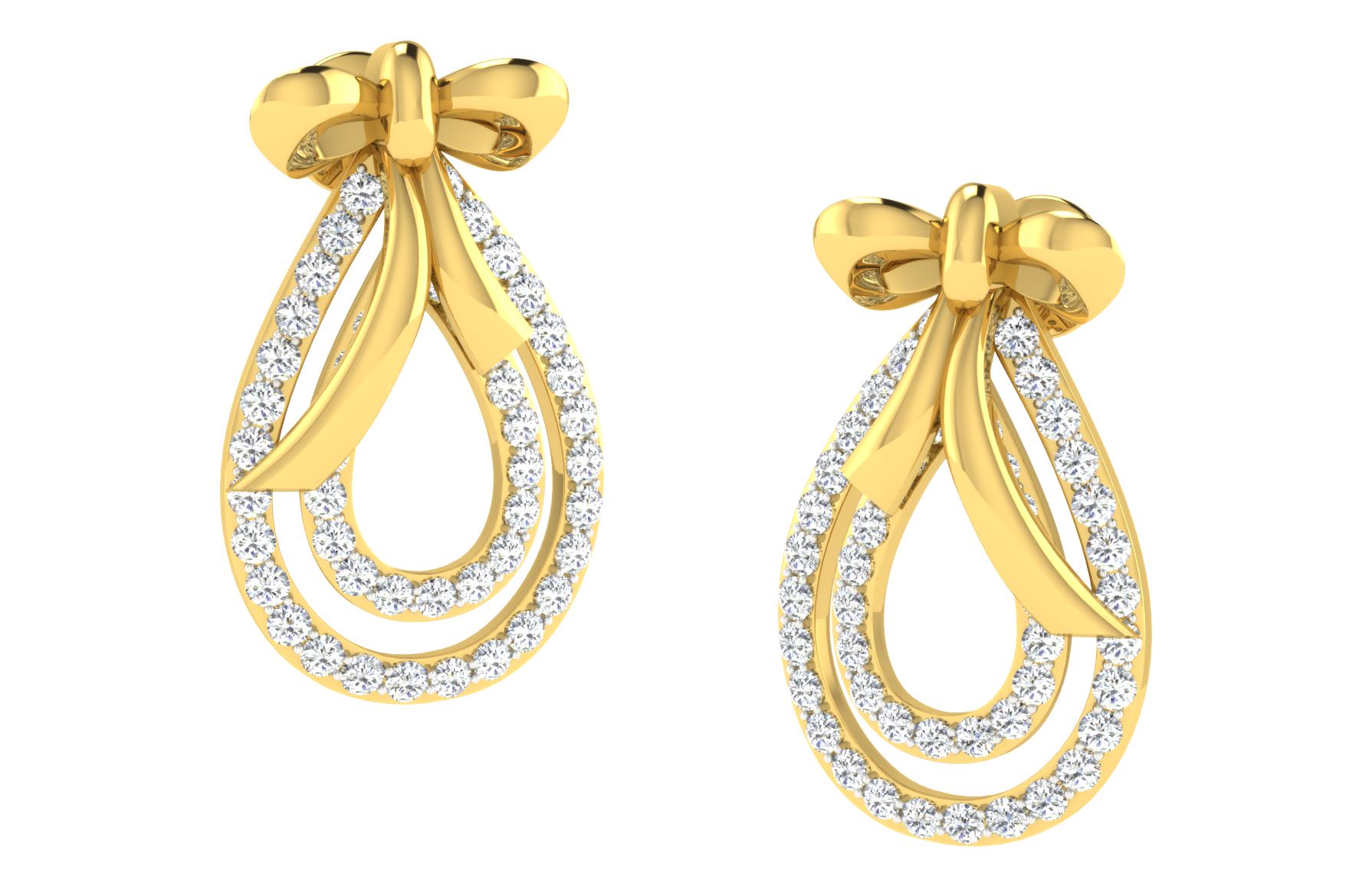 IGI Certified Natural Diamond 14/18K Fine Gold Earring Yellow Gold