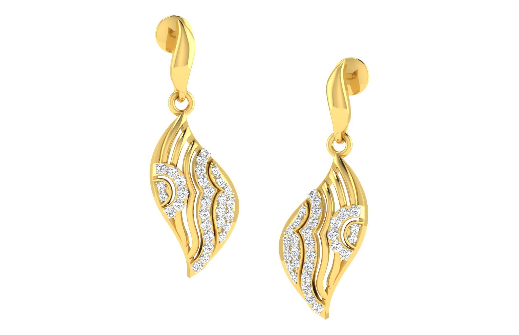 IGI Certified Natural Diamond 14/18K Fine Gold Earring Yellow Gold