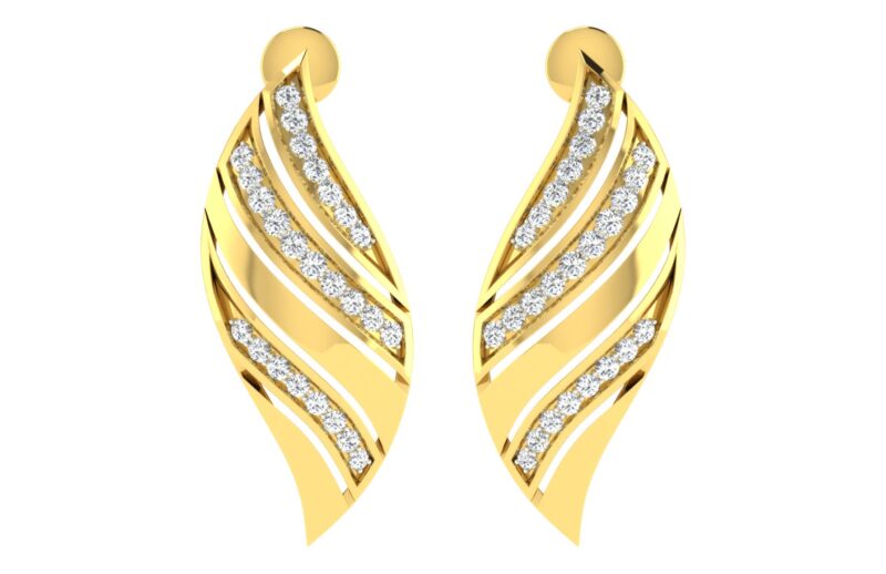 IGI Certified Natural Diamond 14/18K Fine Gold Earring Yellow Gold