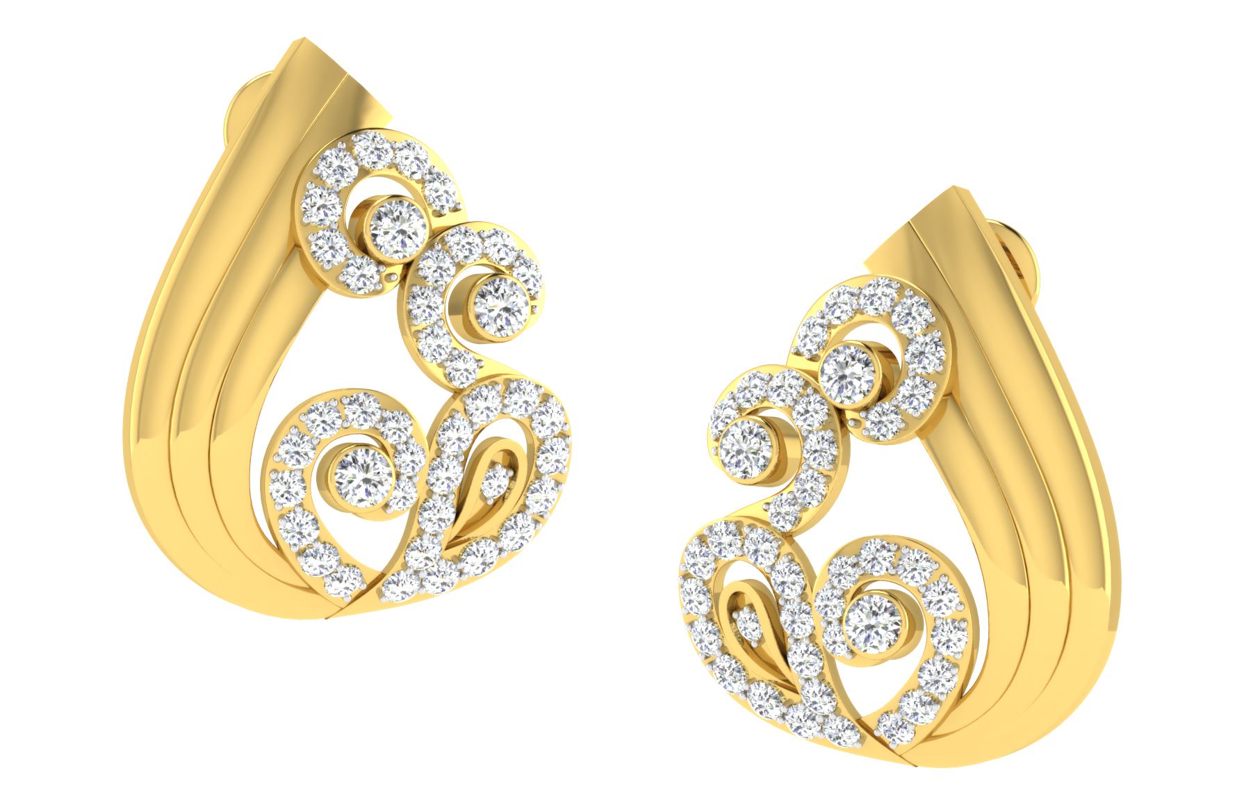 IGI Certified Natural Diamond 14/18K Fine Gold Earring Yellow Gold