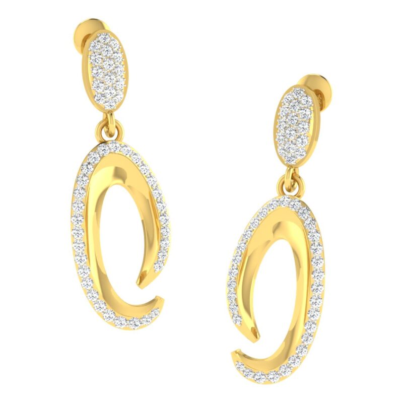 IGI Certified Natural Diamond 14/18K Fine Gold Earring Yellow Gold