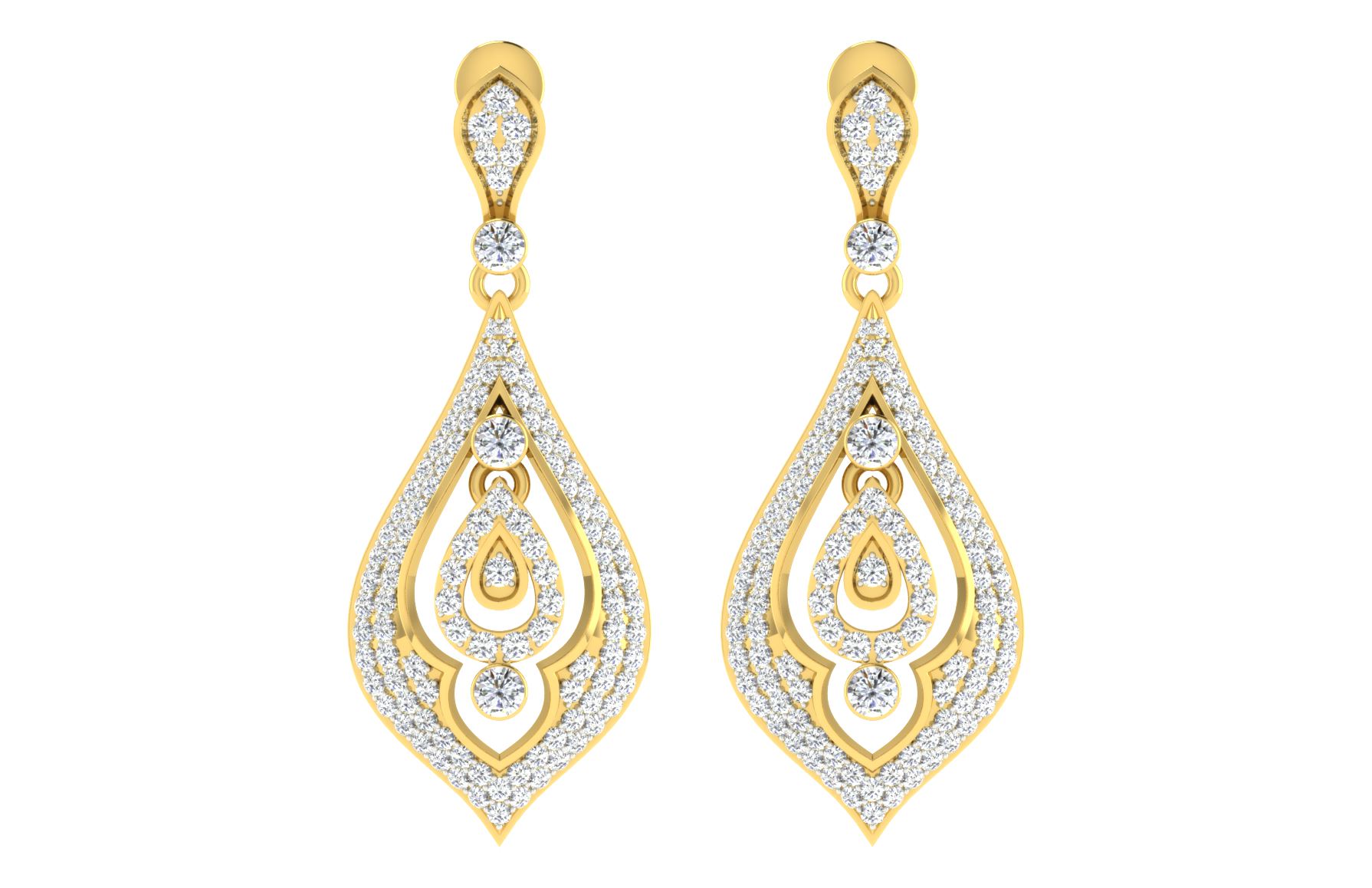 IGI Certified Natural Diamond 14/18K Fine Gold Earring Yellow Gold