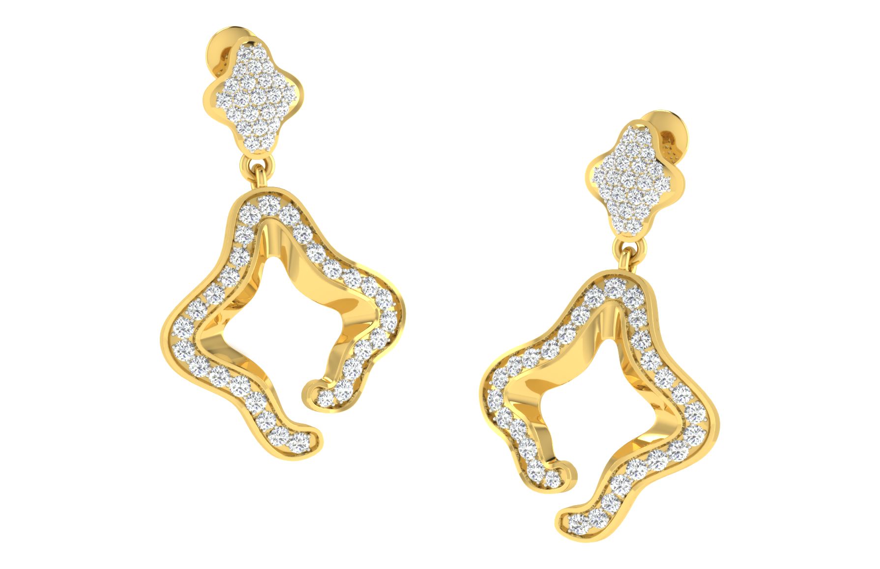 IGI Certified Natural Diamond 14/18K Fine Gold Earring Yellow Gold