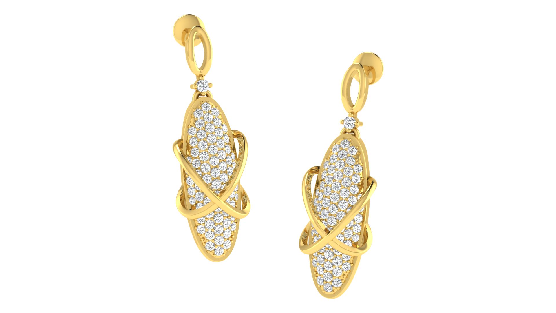 IGI Certified Natural Diamond 14/18K Fine Gold Earring Yellow Gold