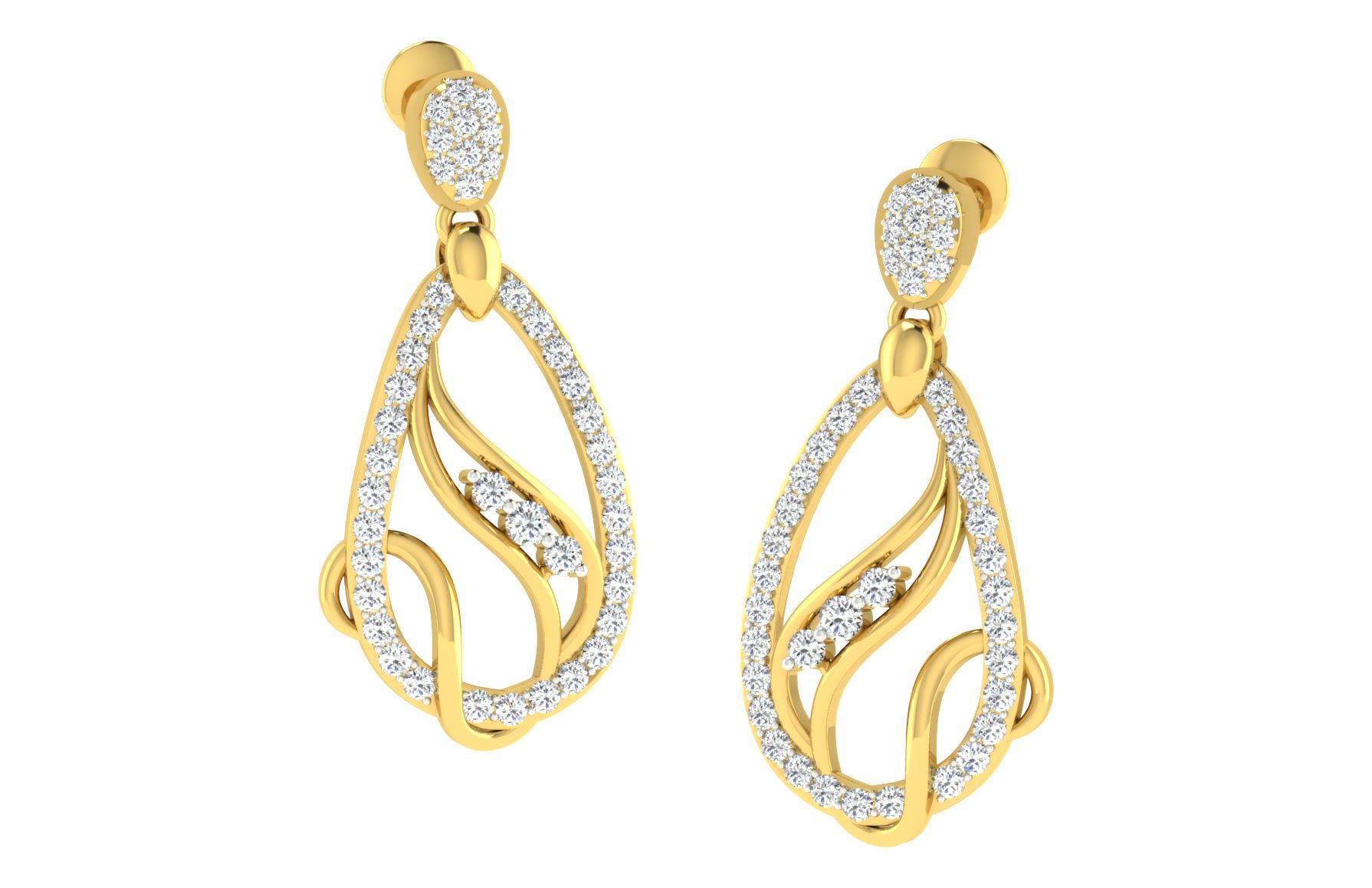 IGI Certified Natural Diamond 14/18K Fine Gold Earring Yellow Gold