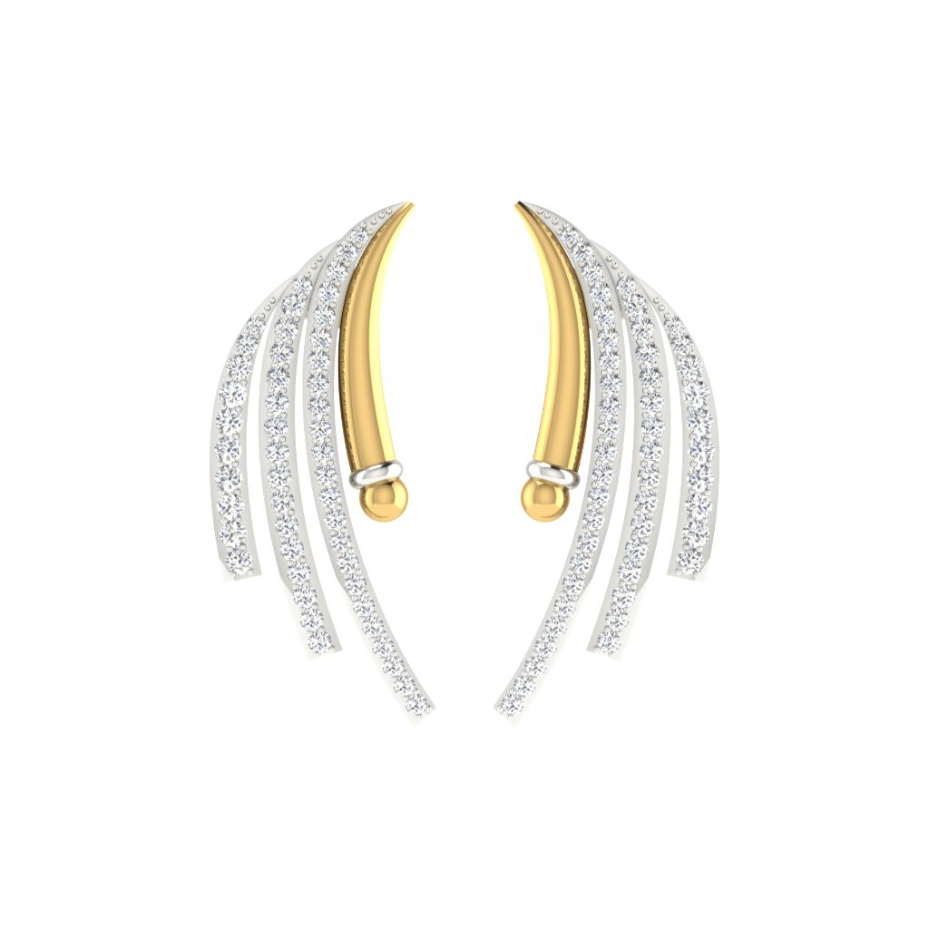 IGI Certified Natural Diamond 14/18K Fine Gold Earring White & Yellow Gold