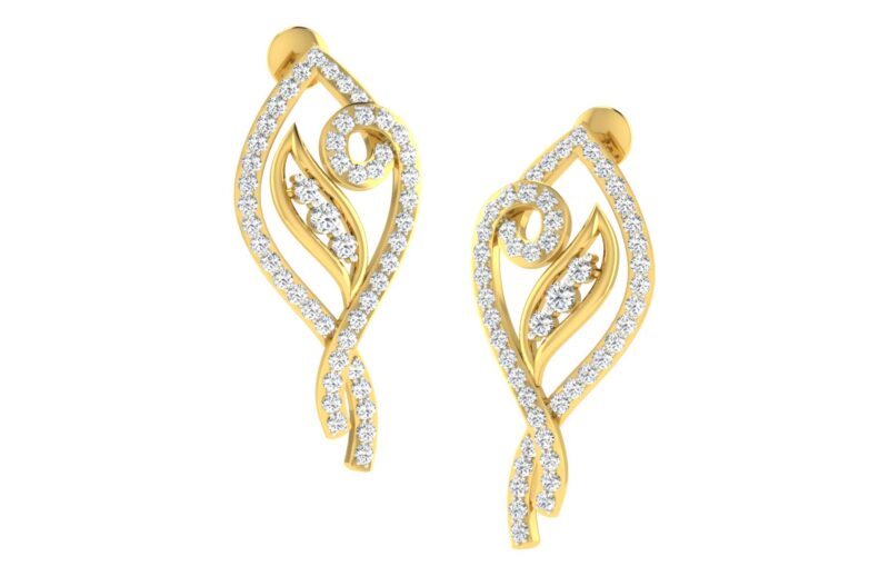 IGI Certified Natural Diamond 14/18K Fine Gold Earring Yellow Gold