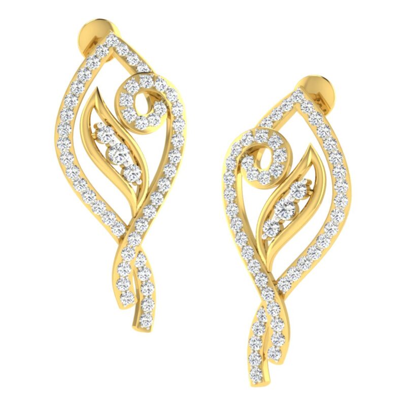 IGI Certified Natural Diamond 14/18K Fine Gold Earring Yellow Gold