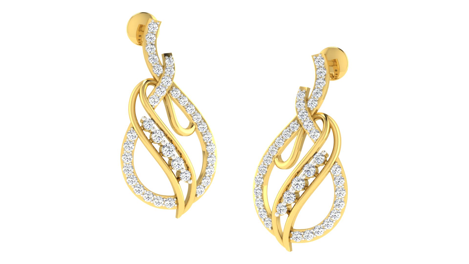 IGI Certified Natural Diamond 14/18K Fine Gold Earring Yellow Gold