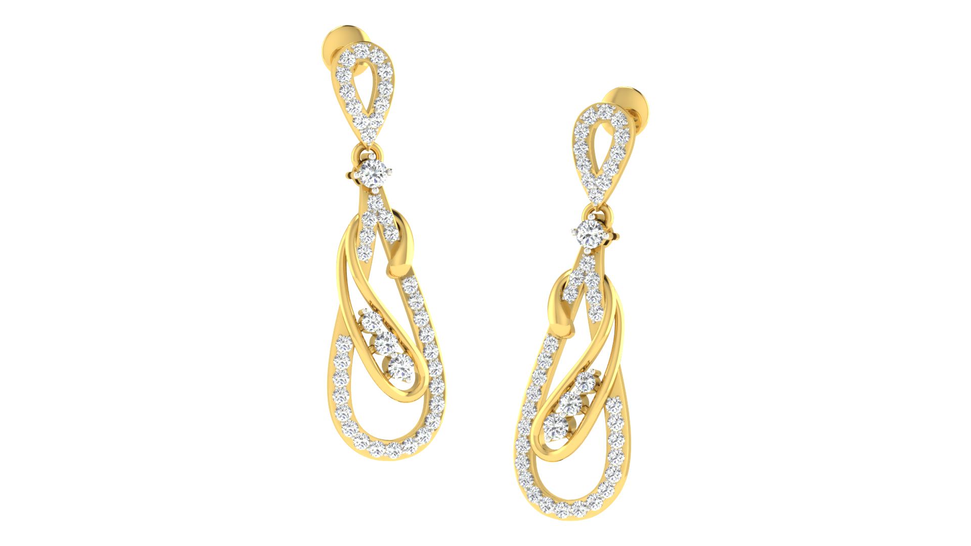 IGI Certified Natural Diamond 14/18K Fine Gold Earring Yellow Gold