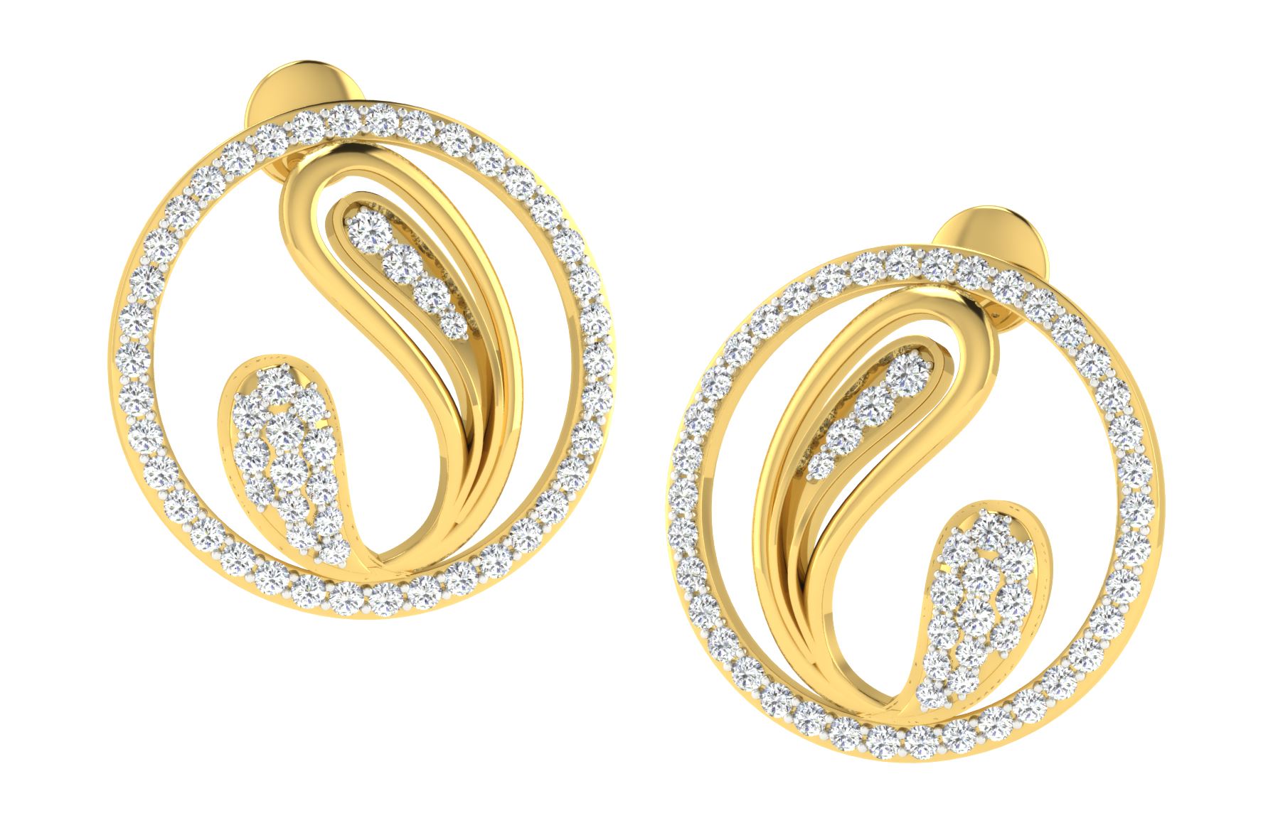 IGI Certified Natural Diamond 14/18K Fine Gold Earring Yellow Gold