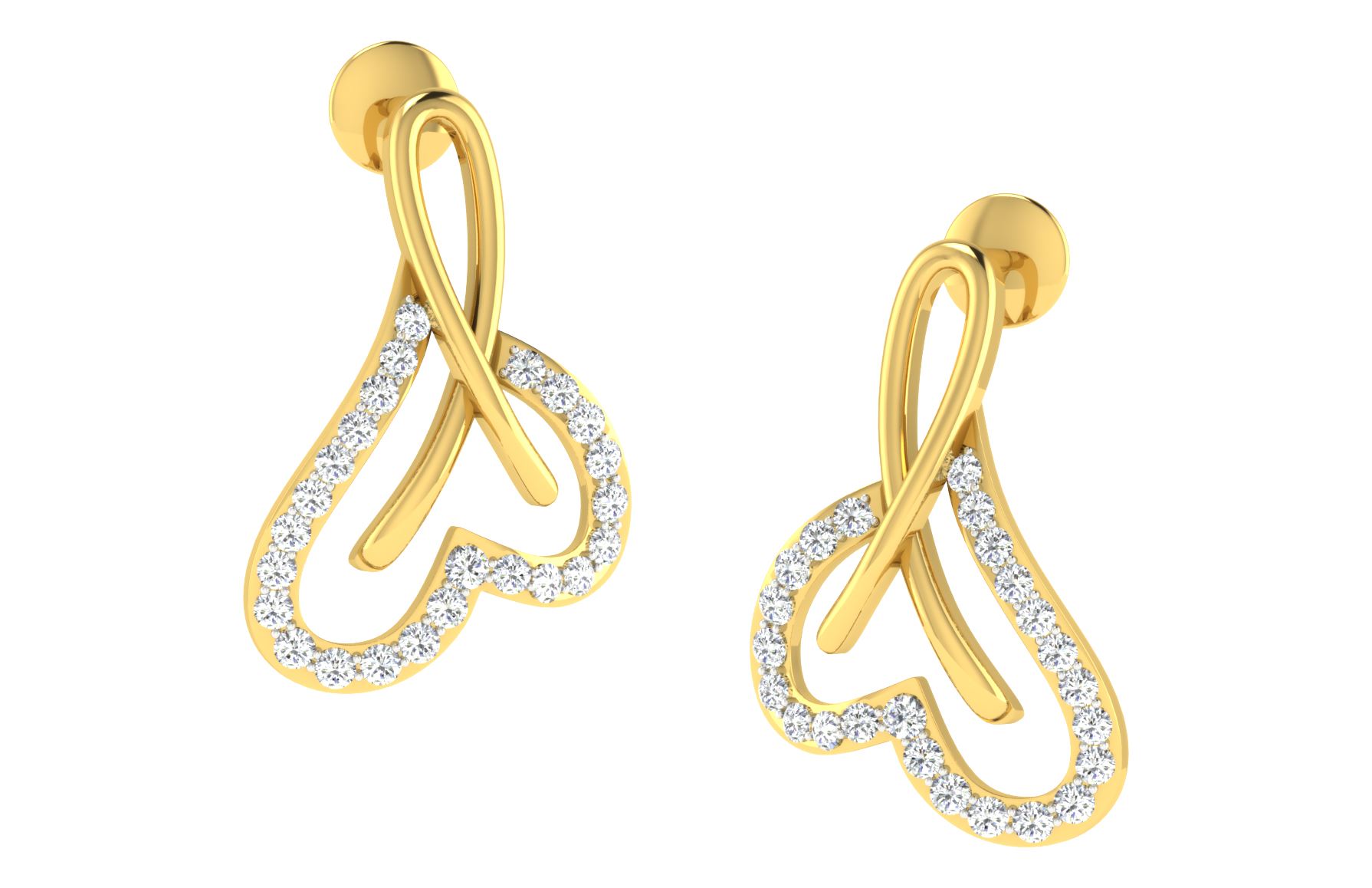 IGI Certified Natural Diamond 14/18K Fine Gold Earring Yellow Gold