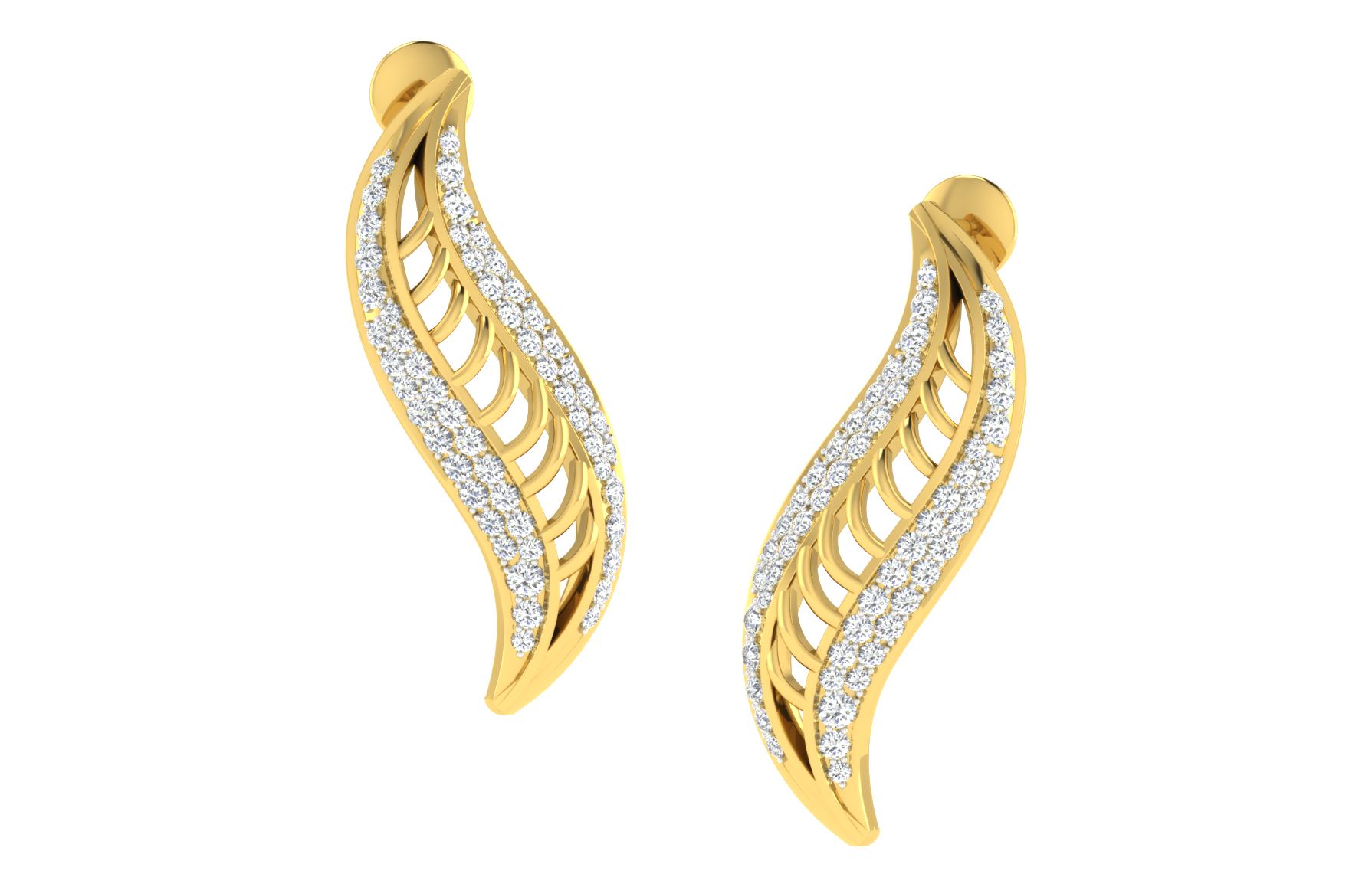 IGI Certified Natural Diamond 14/18K Fine Gold Earring Yellow Gold