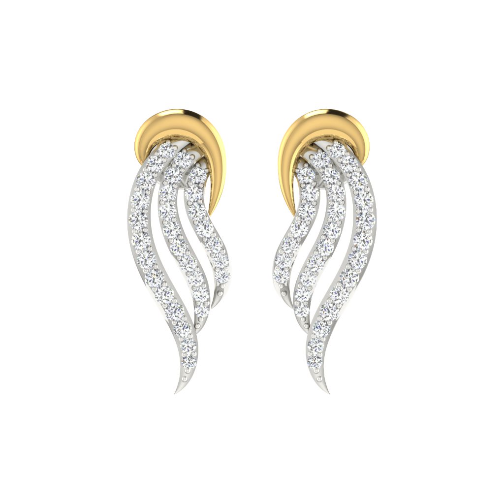 IGI Certified Natural Diamond 14/18K Fine Gold Earring White & Yellow Gold