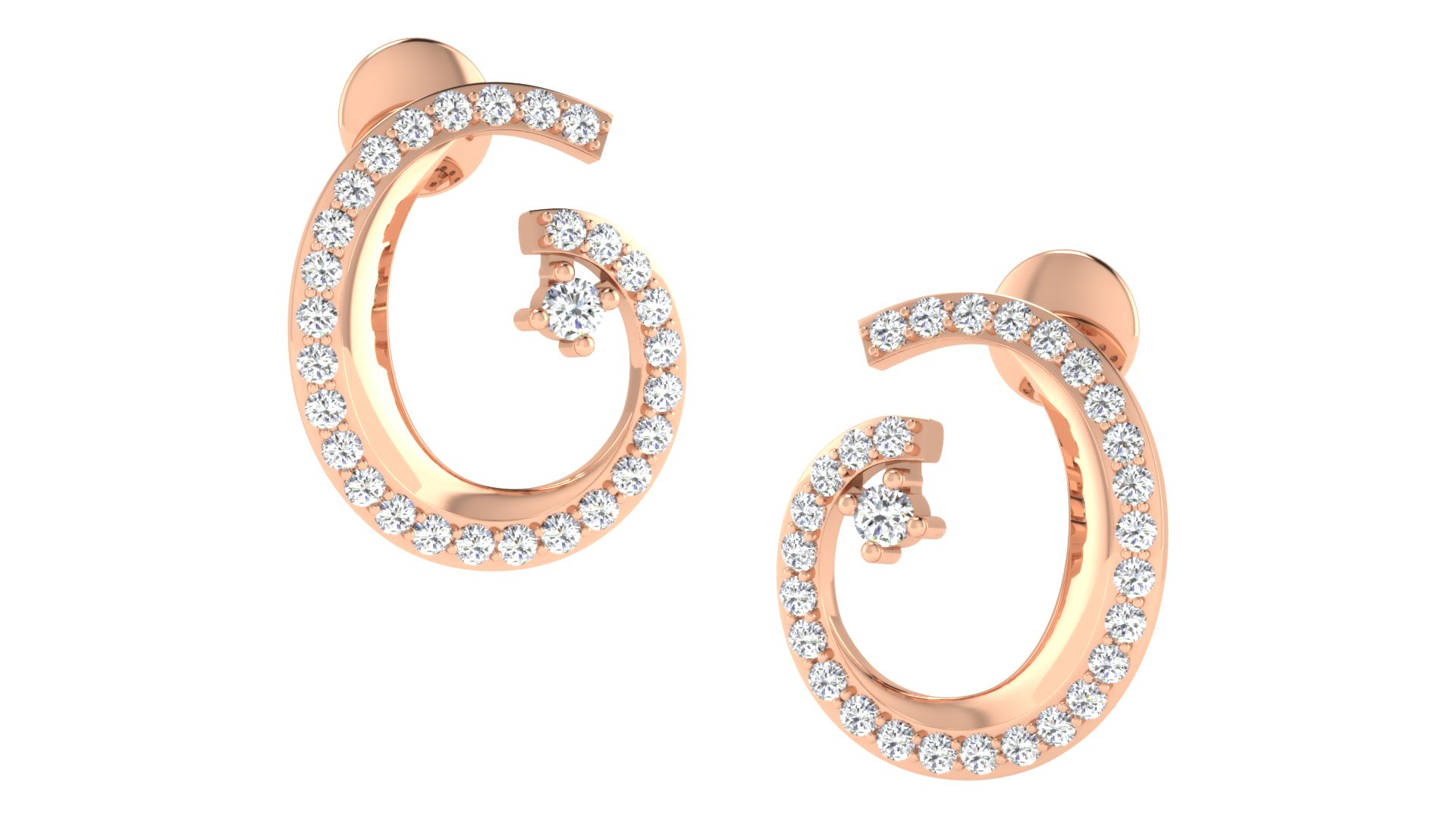 IGI Certified Natural Diamond 14/18K Fine Gold Earring Rose Gold