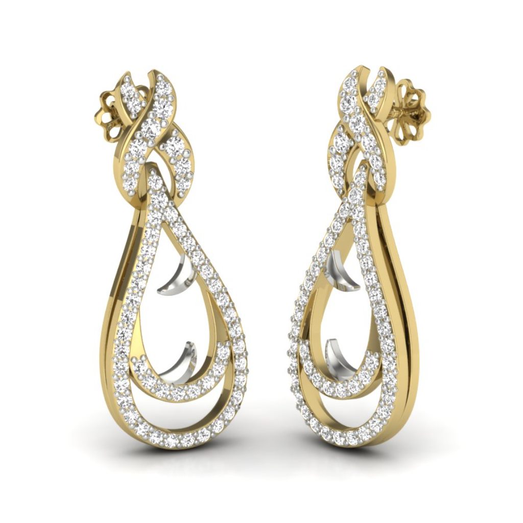 IGI Certified Natural Diamond Women's Earring 14K/18K Fine White & Yellow Gold