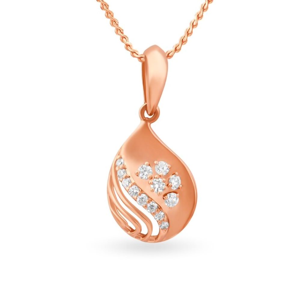 IGI Certified Natural Diamond Design Pendant 14K/18K Fine Rose Gold